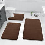 Yimobra Memory Foam Bath Mat Set 3 Pieces- Super Soft Absorbent Quick Dry Bathroom Rug Sets, Machine Washable Non Slip Floor Carpet for Tub Shower, Vanity & Toilet Base, Gray