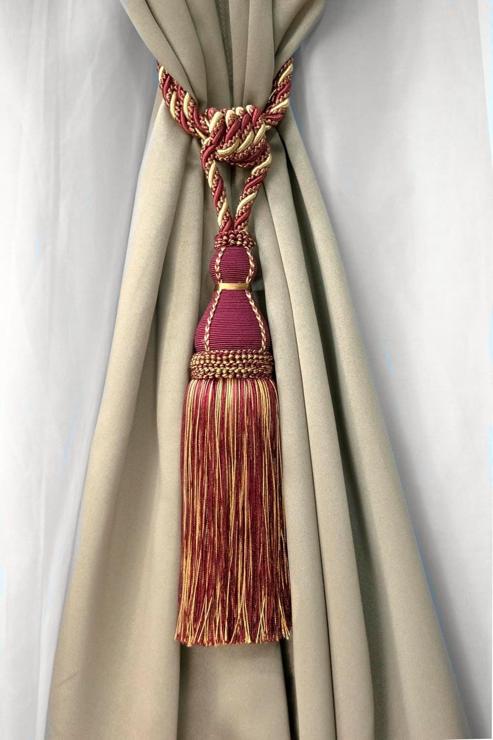 DÉCOPRO Elegant Large Tassel Tieback for Curtains & Draperies, Tassel Length 12" (30.5cm), Spread 30" (76cm) # TBH15, Olive Garden Green (Color# 010) Set of 4