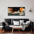 Suconvng Colorful Canvas Art Wall Decor Painting Picture Modern Boho Abstract Wall Art Prints Landscape Picture For Bedroom Bathroom Office Black Home Aesthetic Wall Decor 20" × 40" Ready To Hang