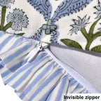 Ridhi Block Print Light Steel Blue Throw Pillow Cover 18" x 18" (Pack of 2) Decorative Cushion Covers with Ruffle for Couch, Sofa, Bed, Living Room, Home Decor Gift for Spring, Easter, Valentine