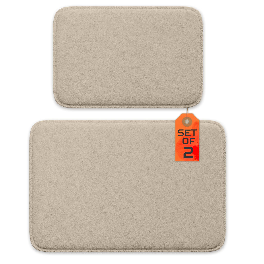 5-Piece Bathroom Rug Set - Memory Foam Bath Mats, Non-Slip, Ultra-Soft, Water Absorbent, Machine Washable Bathroom Rugs - Beige