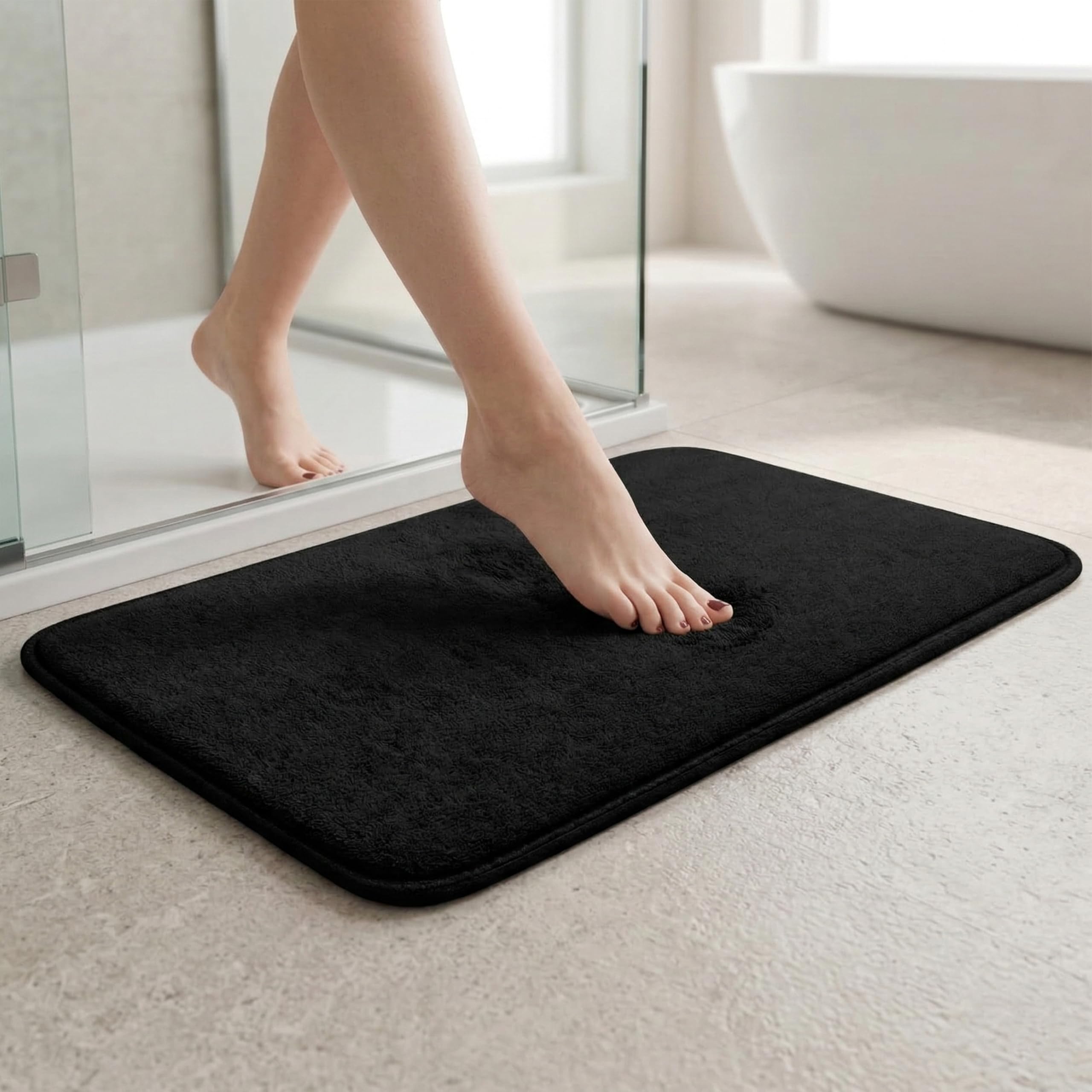 5-Piece Bathroom Rug Set - Memory Foam Bath Mats, Non-Slip, Ultra-Soft, Water Absorbent, Machine Washable Bathroom Rugs - Beige