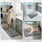 Yimobra Memory Foam Bath Mat Set 3 Pieces- Super Soft Absorbent Quick Dry Bathroom Rug Sets, Machine Washable Non Slip Floor Carpet for Tub Shower, Vanity & Toilet Base, Gray