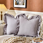 24×24" Ruffle Cotton Throw Pillow Covers, 2 Pack Beige
