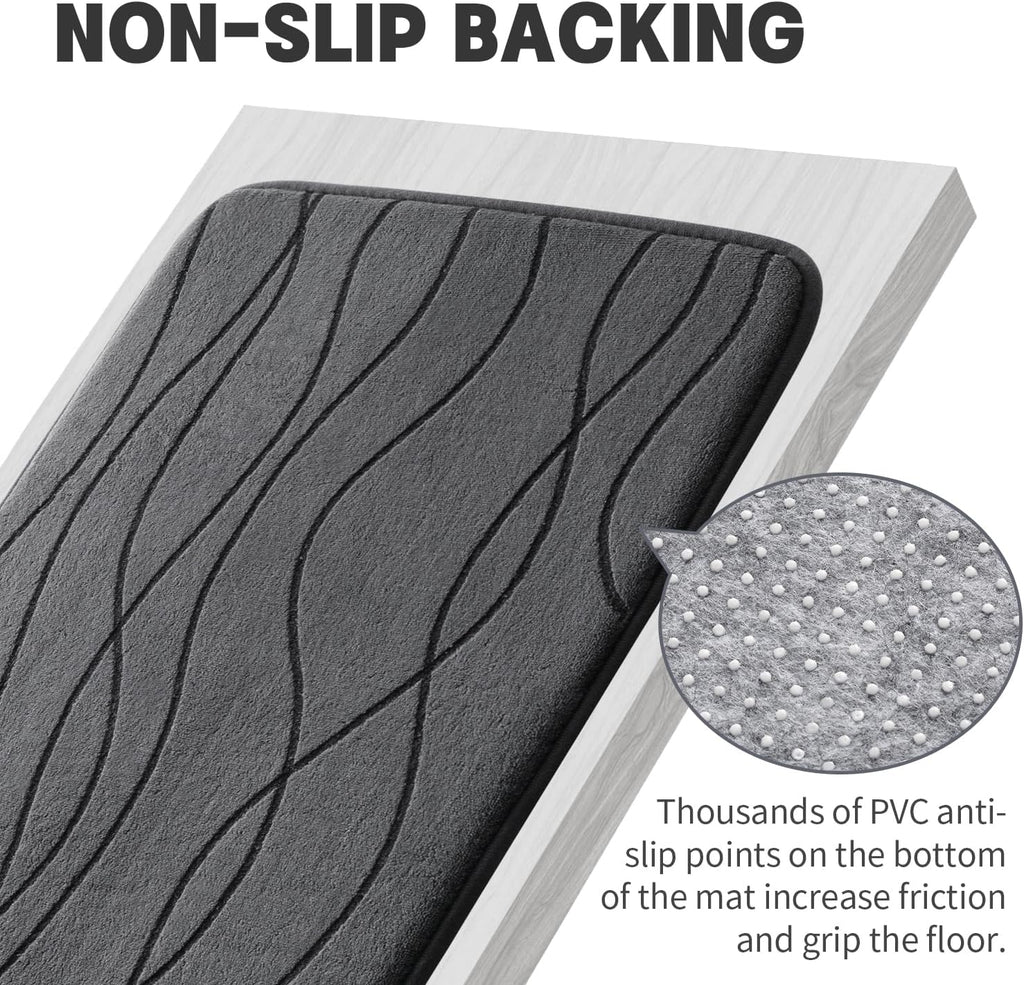 YIHOUSE Memory Foam Grey Bathroom Rug Sets 5 Piece, Ultra Absorbent Bath Mat for Bathroom - Non-Slip Machine Washable & Dry Quickly, 5 Piece Bathroom Mat Set, Dark Grey