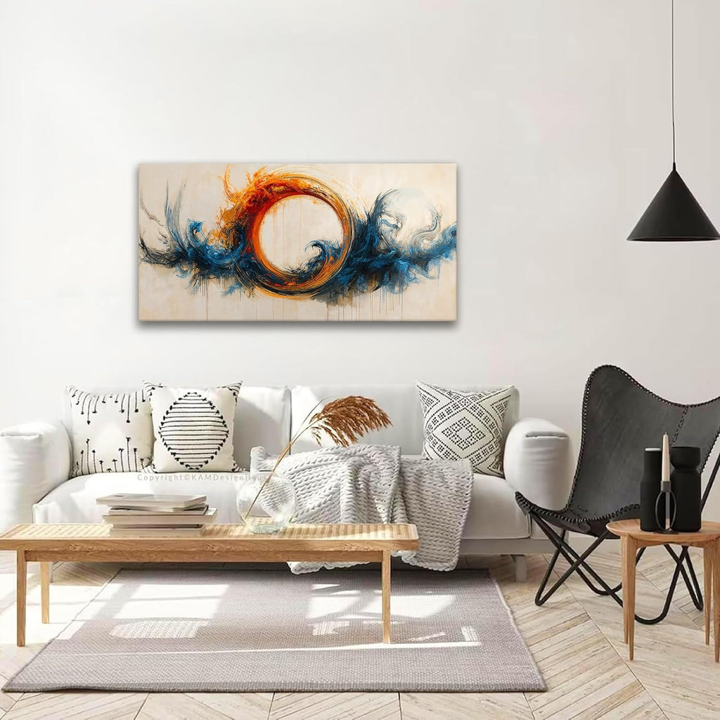 I@U Abstract Wall Art Prints Modern Wall Decor Canvas Print Circle Vortex Red Blue Wall Art For Bedroom Office Bathroom Ready To Hang Canvas Picture Abstract Home Wall Decor 20x40 Inch