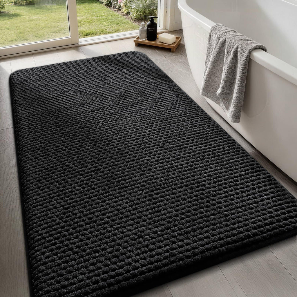 YIHOUSE Bathroom Rugs Set 5 Piece, Extra Soft Absorbent Chenille Bath Mats & U-Shaped Contour Toilet Rug, Non Slip Machine Washable Bath Mat for Shower Tub Sink, Beige