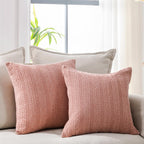 26x26 Pillow Covers Set of 2 Khaki Euro Shams Boho Decorative Throw Pillow Covers Cotton Large Square Pillowcase for Couch Bed