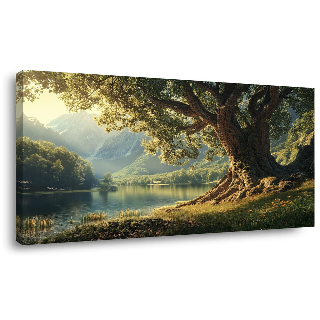 Lasdel Stretched Canvas Wall Art of White Flowers Plant Picture for Living Room Bedroom Home Decoration, Beautiful White and Red Premium Nature Print Artwork Painting Decor, Inner Frame 23x46 Inches