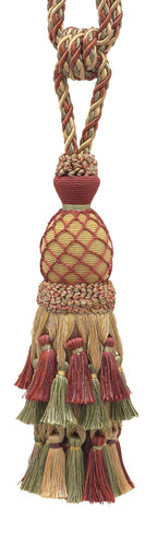 DÉCOPRO Lavish Large Curtain & Drapery, Hand Crafted Tassel Tieback, Tassel Length 11" (27.5cm), 34" (86cm) # TBIL1, Nautical Gold #1152 (Light Gold, Yellow Gold, Navy Blue) Set of 4