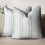 CPC 100% Cotton Throw Pillow Covers 20x20 Inch, Set of 2 Green Block Print Pattern Couch Pillow, Cute Boho Decorative Pillows for Living Room, Bedroom with Hidden Zipper- Olive Green