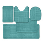 Bathroom Rug Set 5 Piece - Memory Foam Bathroom Mat Set, Soft and Comfortable, Non-Slip Thick Absorbent Bath Mats, Machine Washable, Beige