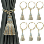 6 Pack Curtain Tie Backs Rope Tassels for Curtains Drape tiebacks Handmade Outdoor Home and Outdoor Decorative (Mix Blue, 6p)