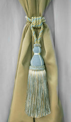 DÉCOPRO Elegant Large Tassel Tieback for Curtains & Draperies, Tassel Length 12" (30.5cm), Spread 30" (76cm) # TBH15, Olive Garden Green (Color# 010) Set of 4