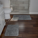Lavish Home Bathroom Rug Set- 2-Piece Memory Foam Bath Mats-Wavy Microfiber Top-Non-Slip Absorbent Runner for Shower, Tub, Sink, or Kitchen (Green)