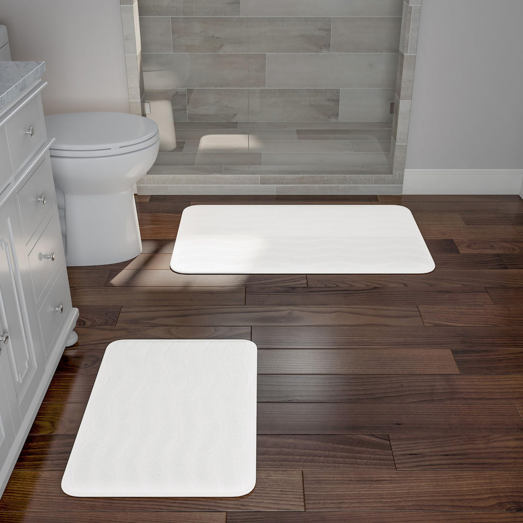 Lavish Home Bathroom Rug Set- 2-Piece Memory Foam Bath Mats-Wavy Microfiber Top-Non-Slip Absorbent Runner for Shower, Tub, Sink, or Kitchen (Green)