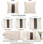 Set of 2 Leather Throw Pillow Covers Cotton Linen Decor Patchwork Pillow Cover Faux Leather Pillows Cover for Couch Sofa Living Room Bedroom,Beige 24"x24"