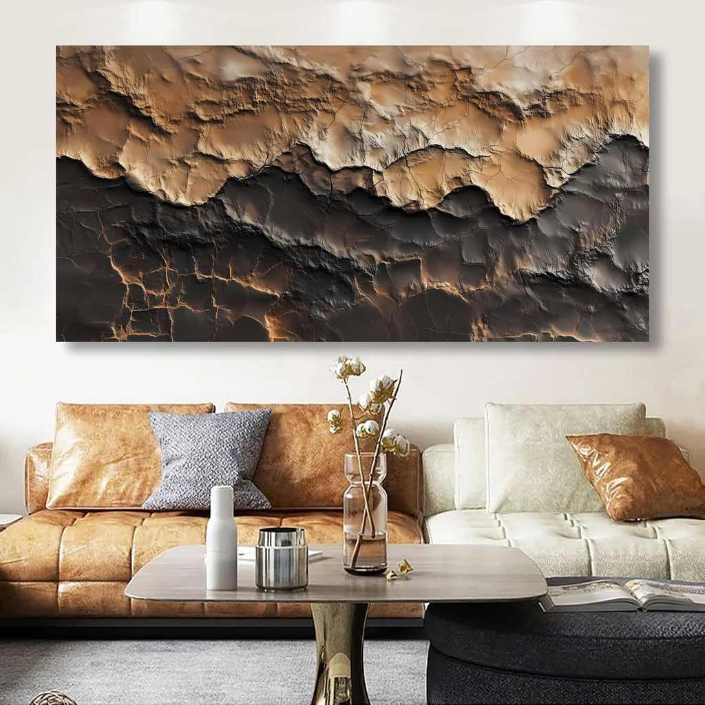 Earthy Texture Picture Print Canvas Wall Art Living Room Dining Room Office Study Bedroom Wall Decor Earthy Texture Landscape Abstract Wall Art Prints Modern Golden Brown Landscape Artwork - 20x40 in