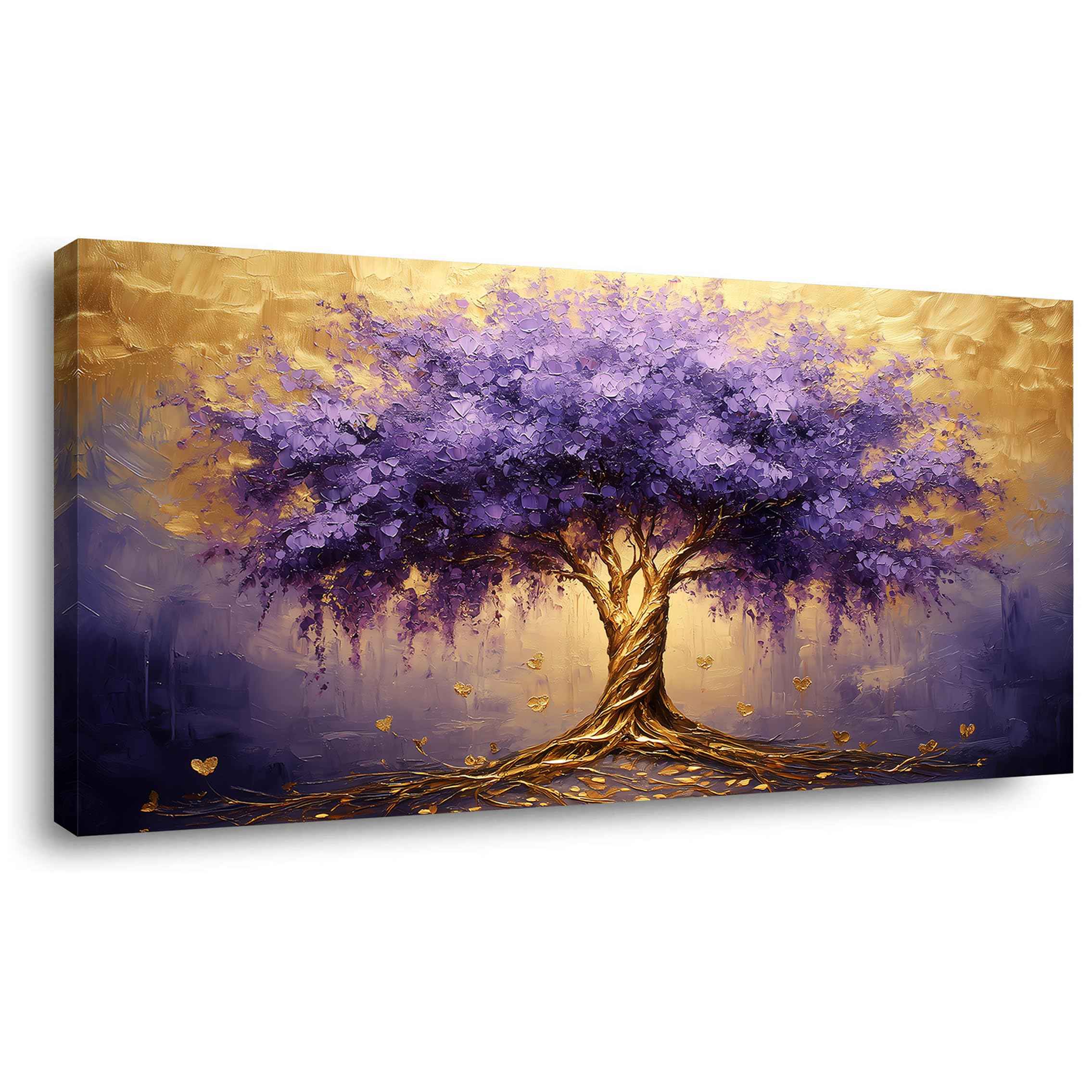 Lasdel Stretched Canvas Wall Art of White Flowers Plant Picture for Living Room Bedroom Home Decoration, Beautiful White and Red Premium Nature Print Artwork Painting Decor, Inner Frame 23x46 Inches