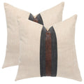 Set of 2 Leather Throw Pillow Covers Cotton Linen Decor Patchwork Pillow Cover Faux Leather Pillows Cover for Couch Sofa Living Room Bedroom,Beige 24"x24"
