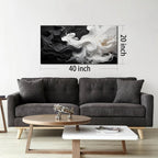 Abstract Black and White Wall Art for Living Room, Modern Minimalist Neutral Canvas Printed Painting Decorative-Picture Wall-Decor Artwork for Bedroom Dining Room Home Office, Size 40x20 Inches