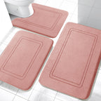 YIHOUSE Memory Foam Bath Mat Set, Bathroom Rugs Sets 3 Pieces, Non Slip Bath Mats for Bathroom, Super Soft and Water Absorbent Bath Rug Set, Machine Washable U Shape Toilet Rug,Beige