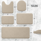 5-Piece Bathroom Rug Set - Memory Foam Bath Mats, Non-Slip, Ultra-Soft, Water Absorbent, Machine Washable Bathroom Rugs - Beige