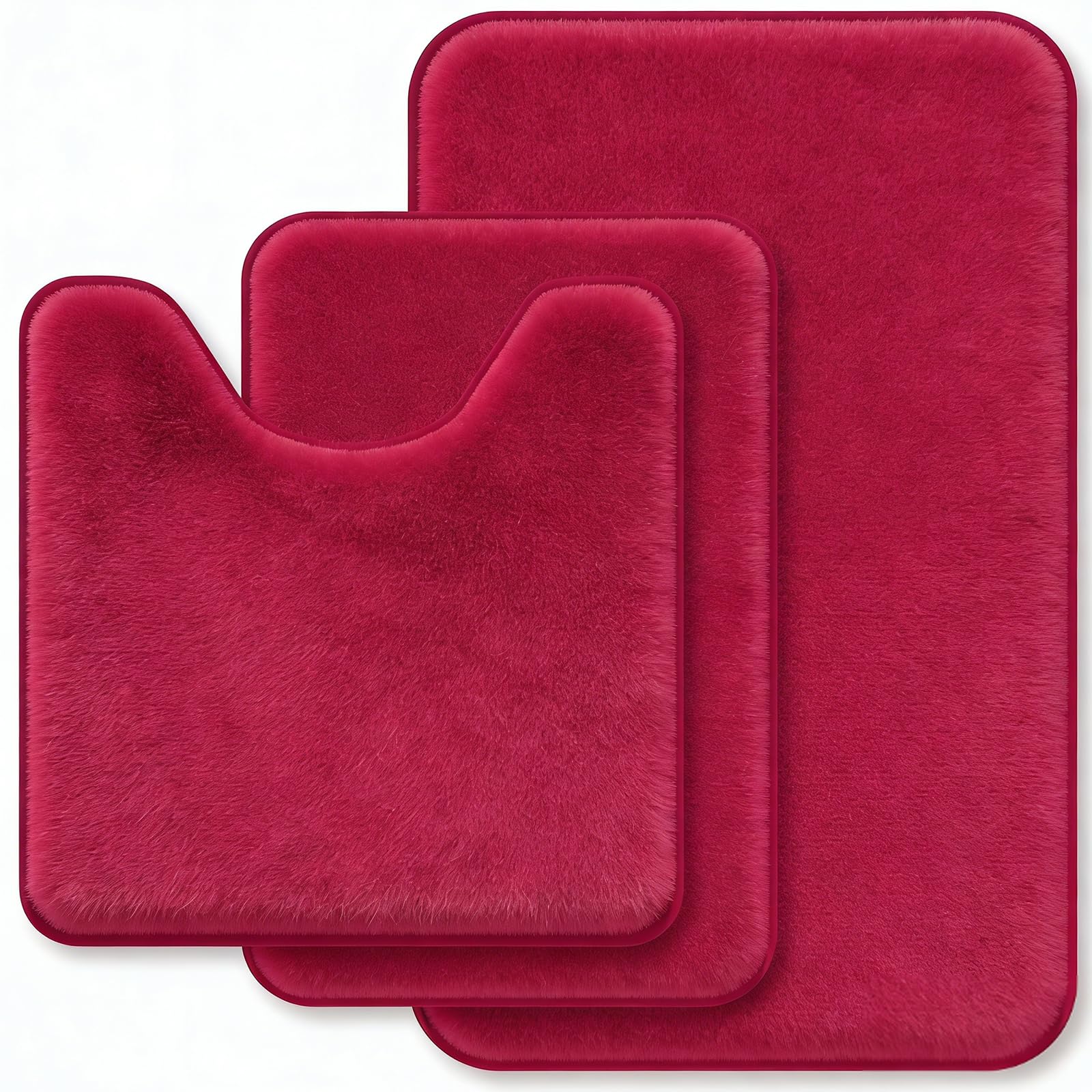 RUN HELIX Bathroom Rugs Sets 3 Piece, Soft Absorbent Memory Foam Bath Mats Set, Dry Fast Bath Mat, Machine Washable Bath Rug Set for Bathroom （Forest Green）