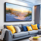 MHARTK66 Wall Decor for Living Room Large Canvas Wall Art for Bedroom Modern Office Pictures Blue Sun Beach Grass Ocean Landscape Paintings Canvas Art Prints Home Decorations