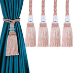 6 Pack Curtain Tiebacks with Tassel, Outdoor Elegant Decorative Curtain Holdback,Modern Rope Window Curtain Ties Backs for Draperies (6, Gold)