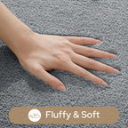 HOMEIDEAS Upgraded Bathroom Rugs Set 3 Piece, Extra Thick Absorbent Soft Memory Foam, Washable Toilet Bath Mat (Grey,17"x24"+20"x32"+U Shape 20"x24")