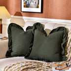 24×24" Ruffle Cotton Throw Pillow Covers, 2 Pack Beige