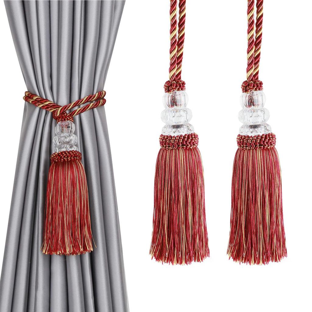 6 Pack Curtain Tiebacks with Tassel, Outdoor Elegant Decorative Curtain Holdback,Modern Rope Window Curtain Ties Backs for Draperies (6, Gold)