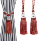 6 Pack Curtain Tiebacks with Tassel, Outdoor Elegant Decorative Curtain Holdback,Modern Rope Window Curtain Ties Backs for Draperies (6, Gold)