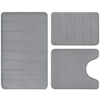 Black Memory Foam Bath Rug 3 Piece Set, Soft Absorbent Non-Slip & Washable