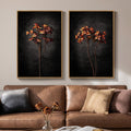 Large Framed Vintage Botanical Wall Art Set of 2, Neutral Antique Floral Canvas Painting Prints Artwork for Walls, Retro Rustic Farmhouse Flowers Pictures for Living Room Bedroom Wall Decor, 24x36 In