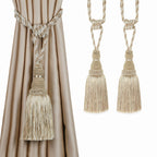 BEL AVENIR 2 Pack Curtain Tiebacks Tassel Drapery Tie-Backs Rope Handmade Holdbacks Home Office Hotel Decorative (Gold, 4 Pack)