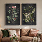 Large Framed Vintage Botanical Wall Art Set of 2, Neutral Antique Floral Canvas Painting Prints Artwork for Walls, Retro Rustic Farmhouse Flowers Pictures for Living Room Bedroom Wall Decor, 24x36 In