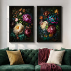 Large Framed Vintage Botanical Wall Art Set of 2, Neutral Antique Floral Canvas Painting Prints Artwork for Walls, Retro Rustic Farmhouse Flowers Pictures for Living Room Bedroom Wall Decor, 24x36 In