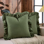 24×24" Ruffle Cotton Throw Pillow Covers, 2 Pack Beige