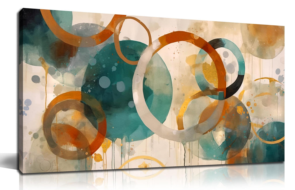 CANEITO Abstract Wall Art for Living Room, Circle Canvas Wall-Decor for Bedroom, Geometric Print Artwork, Size 40 x 20 Inches