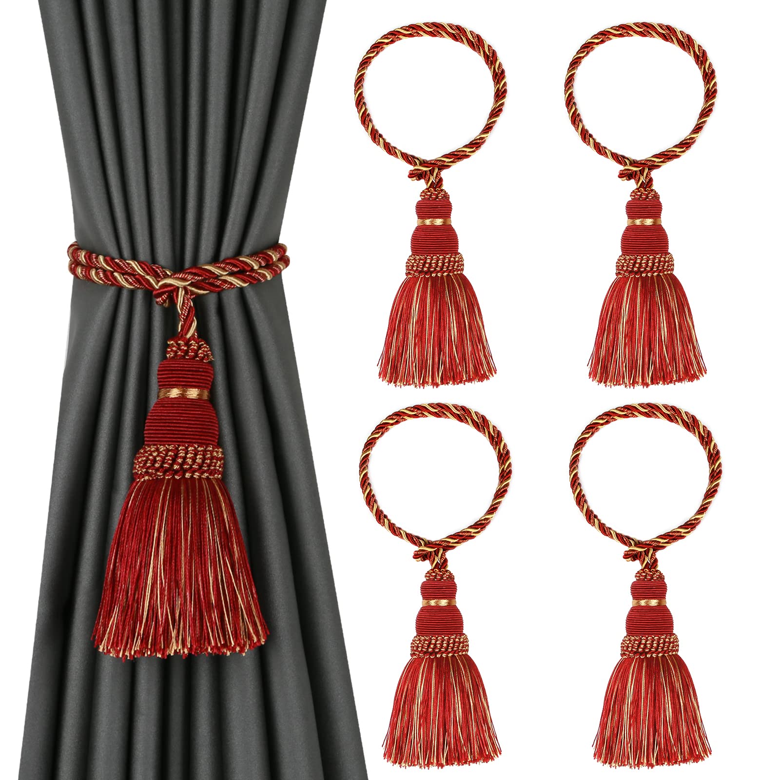 6 Pack Curtain Tie Backs Rope Tassels for Curtains Drape tiebacks Handmade Outdoor Home and Outdoor Decorative (Mix Blue, 6p)