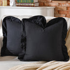 24×24" Ruffle Cotton Throw Pillow Covers, 2 Pack Beige