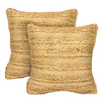 The Fine Living Co. Jute Pillow Covers 18x18 Set of 2, Braided Jute Throw Pillows, Indoor Outdoor Boho & Farmhouse Decor, Natural Decorative Cushion Covers for Couch, Living Room & Patio