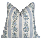 Jillien Harbor “The Camille” Floral Block Print Pillow Cover – Soft Blue and White Decorative Throw Pillow Cover – Grandmillennial Home Decor, 20" x 20"