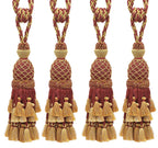 DÉCOPRO Lavish Large Curtain & Drapery, Hand Crafted Tassel Tieback, Tassel Length 11" (27.5cm), 34" (86cm) # TBIL1, Nautical Gold #1152 (Light Gold, Yellow Gold, Navy Blue) Set of 4