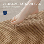 YIHOUSE Bathroom Rugs Set 5 Piece, Extra Soft Absorbent Chenille Bath Mats & U-Shaped Contour Toilet Rug, Non Slip Machine Washable Bath Mat for Shower Tub Sink, Beige