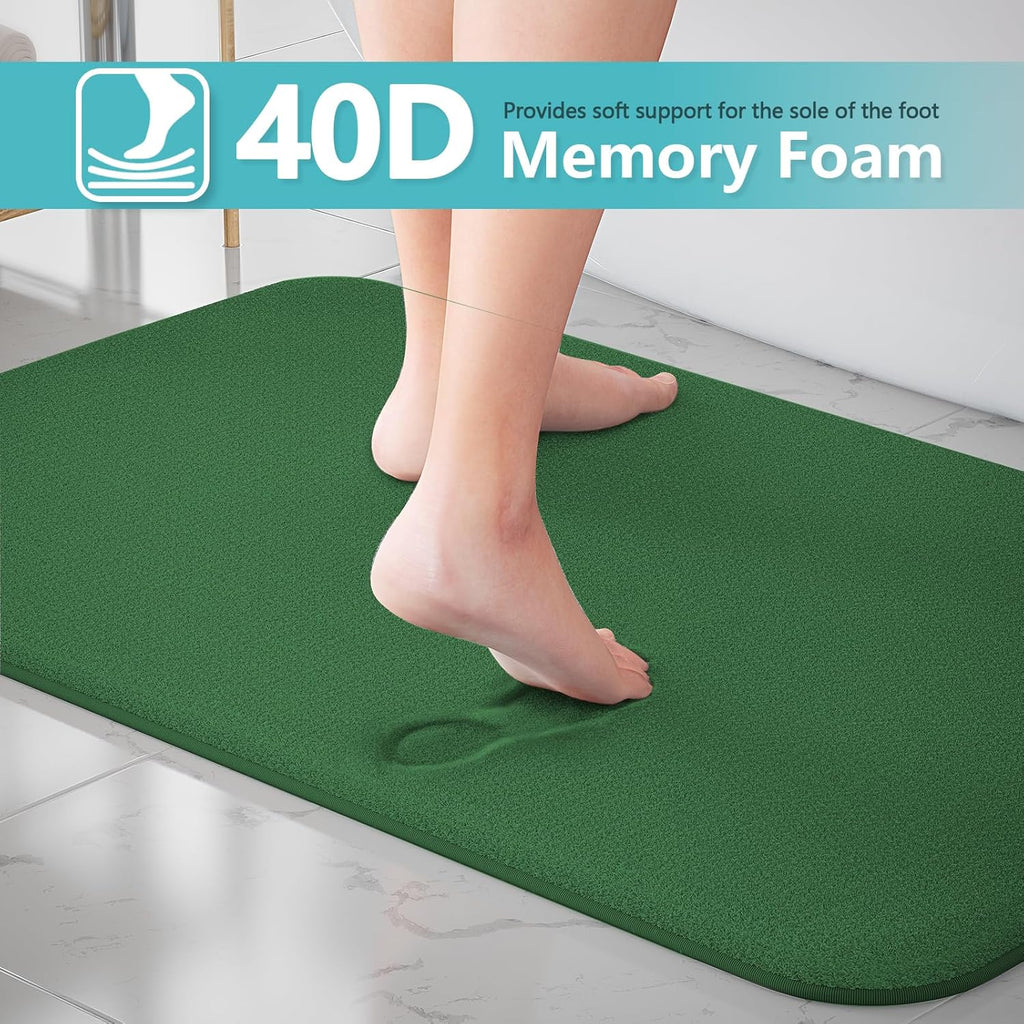 RUN HELIX Bathroom Rugs Sets 3 Piece, Soft Absorbent Memory Foam Bath Mats Set, Dry Fast Bath Mat, Machine Washable Bath Rug Set for Bathroom （Forest Green）