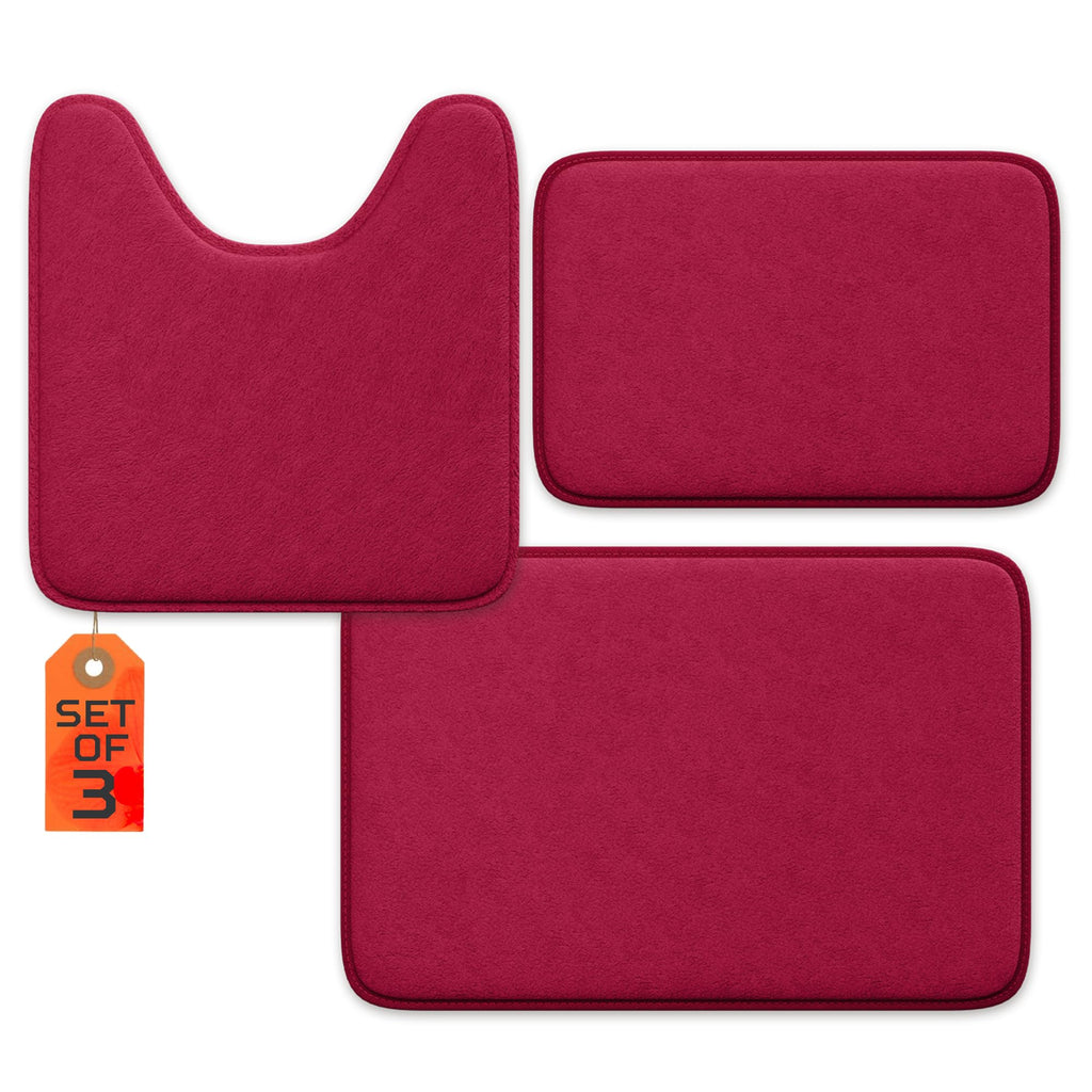 5-Piece Bathroom Rug Set - Memory Foam Bath Mats, Non-Slip, Ultra-Soft, Water Absorbent, Machine Washable Bathroom Rugs - Beige