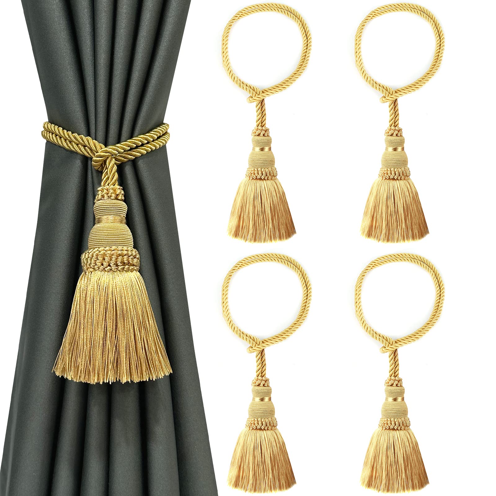 6 Pack Curtain Tie Backs Rope Tassels for Curtains Drape tiebacks Handmade Outdoor Home and Outdoor Decorative (Mix Blue, 6p)
